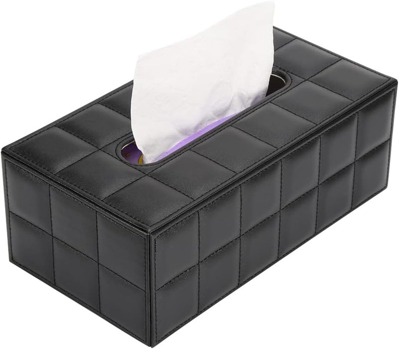 KINGFOM Imitation Suede Leather Rectangle Paper Tissue Box Dispenser Case Napkin Holder Home Office Decoration Car Accessory Colors (Soft Black) - Image 3