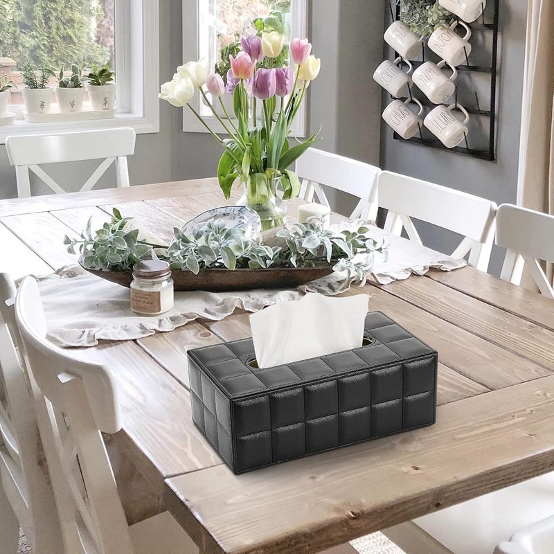 KINGFOM Imitation Suede Leather Rectangle Paper Tissue Box Dispenser Case Napkin Holder Home Office Decoration Car Accessory Colors (Soft Black) - Image 5