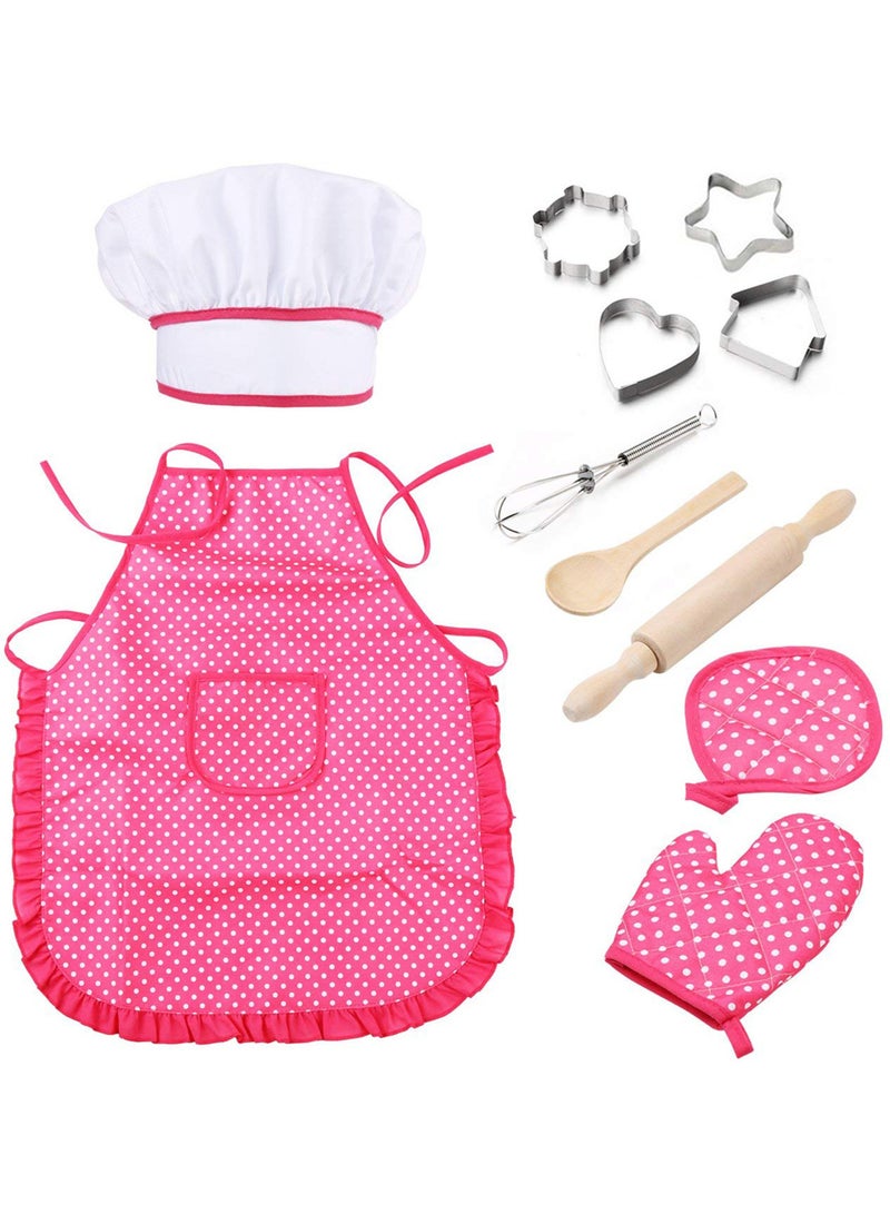 Kids Chef Set DIY Cooking Baking Suit Toys Set Pretend Play Clothes Apron Gloves Hat Cooker  - Image 1