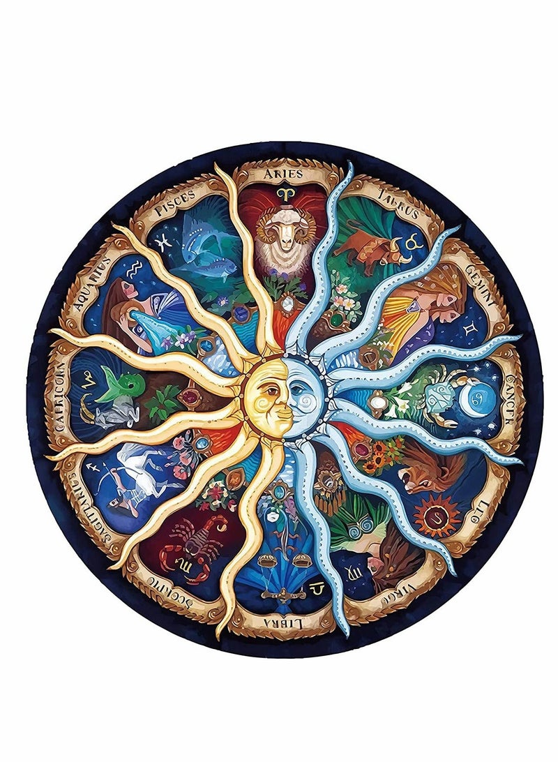 Round Jigsaw Puzzle, Educational Zodiac Horoscope Puzzle, 1000 Piece  Family Game Gift for Adults and Kids 12 Constellations - Image 1