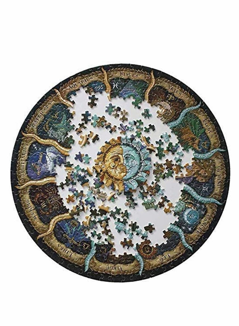 Round Jigsaw Puzzle, Educational Zodiac Horoscope Puzzle, 1000 Piece  Family Game Gift for Adults and Kids 12 Constellations - Image 2