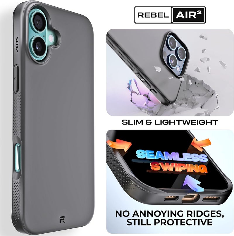 ريبل علبة Air لهاتف iPhone 16 Plus [سلسلة Air²] متوافقة مع MagSafe، مغناطيس قوي، جوانب مانعة للانزلاق، غطاء TPU نحيف وخفيف الوزن، زوايا واقية، حلقة عدسة بارزة، هاتف 16+ 6.7 بوصة 2024 (أسود) - Image 2