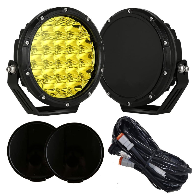 Generic BIGLION.X 7inch Amber Round Off Road Lights Pair 210W 32000LM Super Bright Yellow LED Offroad Driving Lights Spot Lights Waterproof IP68 With EMC 12V-32V for Pickup Trucks Jeep SUV UTV  - Image 1