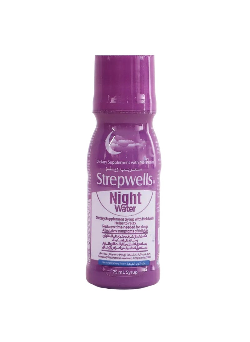 Strepwells Night Water Shots Dietary Supplement with Melatonin & Chamomile for Sleep 75ml - Image 2