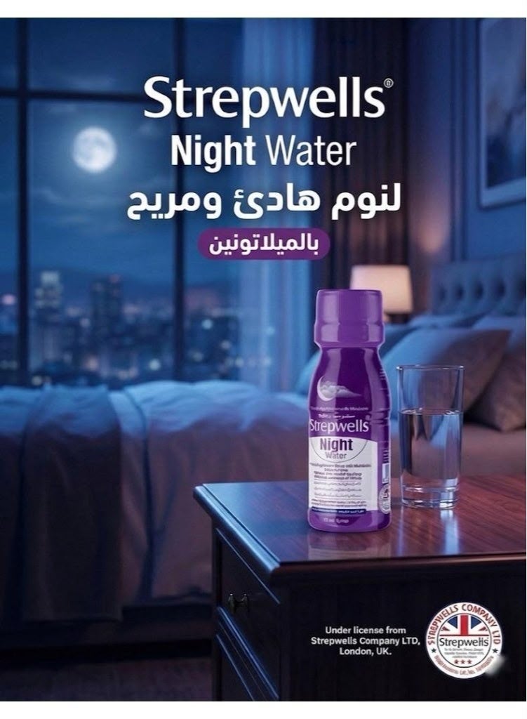 Strepwells Night Water Shots Dietary Supplement with Melatonin & Chamomile for Sleep 75ml - Image 5