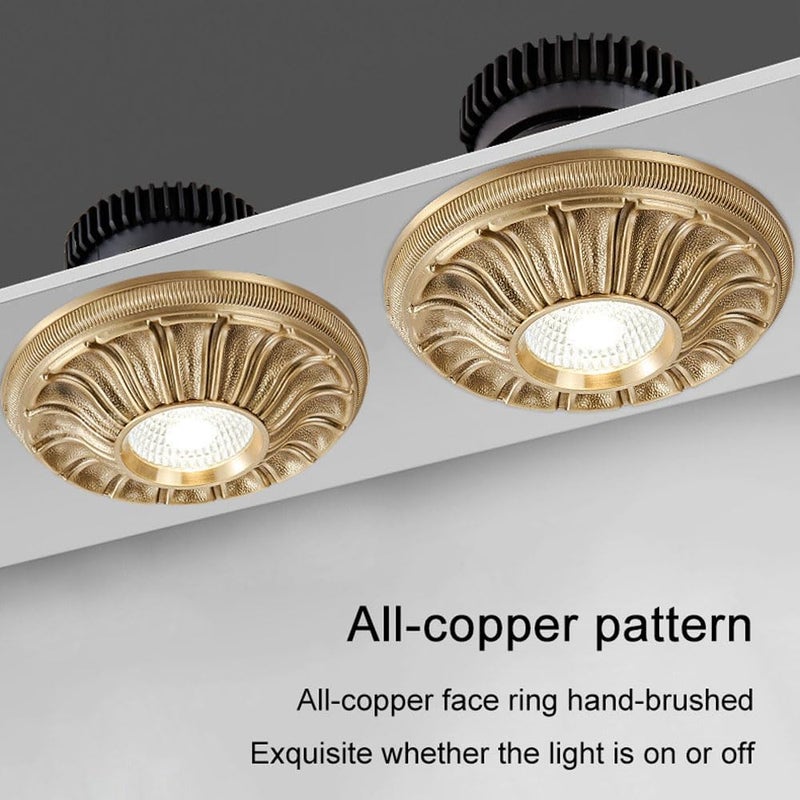 مصباح LED مدمج دائري، تركيبات إضاءة مدمجة مع حاجب زينة، مصباح سبوت برونزي 4.5 بوصة، تركيبة إضاءة اتجاهية بقدرة 10 واط قابلة للتعتيم من نوع COB للصالة، - Image 5