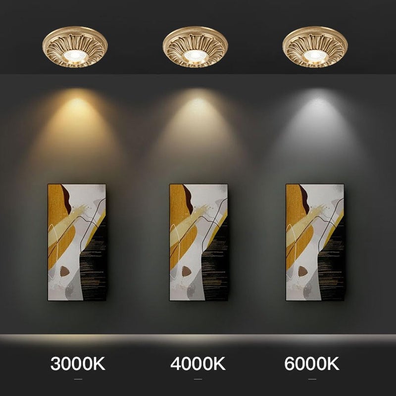 مصباح LED مدمج دائري، تركيبات إضاءة مدمجة مع حاجب زينة، مصباح سبوت برونزي 4.5 بوصة، تركيبة إضاءة اتجاهية بقدرة 10 واط قابلة للتعتيم من نوع COB للصالة، - Image 4