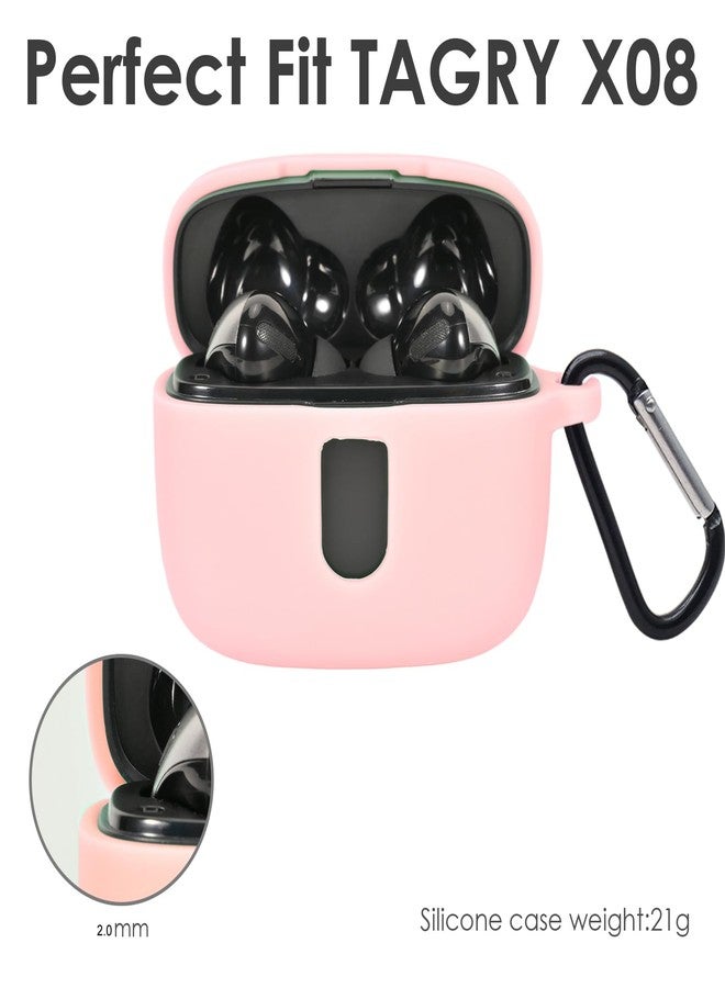 Claiol Premium Silicone Case for TAGRY X08 Wireless Earbuds with Carabiner. (Pink) - Image 3