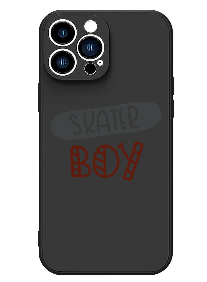 Theodor Protective Slim Fit Case Liquid Silicone Cover with Full Body Protection Anti-Scratch Shockproof Case For iPhone 14 Pro Max Black  - Skates copy - Image 1