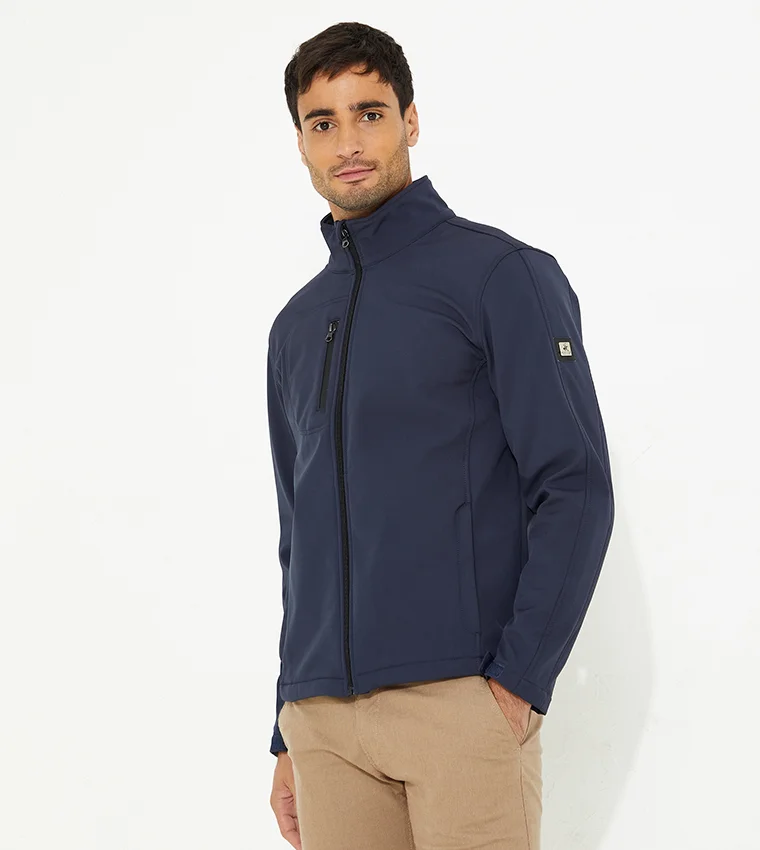 Solid Zipper Casual Jacket