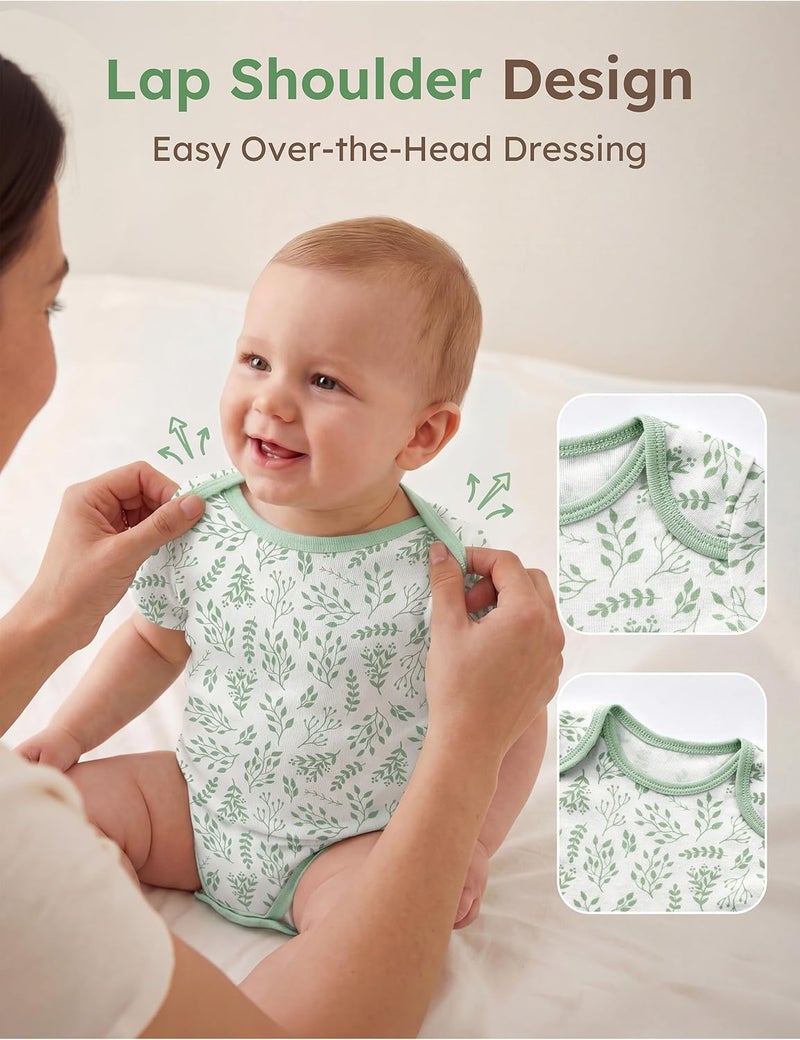 Yoofoss Baby Bodysuits 100% Organic Cotton Baby Short Sleeve Baby Boys Girls Clothes Soft Newborn Infant Romper,5 Pack,0-3Months - Image 3