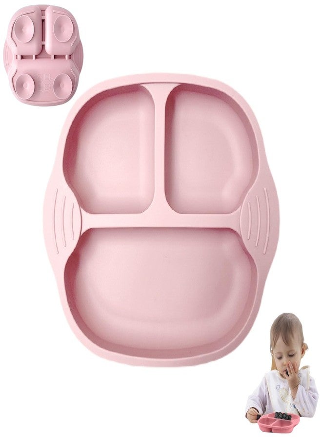 OLWICK أطباق سيليكون لاصقة من أولويك® للأطفال الصغار والرضع | طبق طعام غير قابل للكسر | تصميم مقسم وغير قابل للانزلاق | آمن للاستخدام في الميكروويف وغسالة الصحون، عبوة من قطعة واحدة، وردي - Image 1