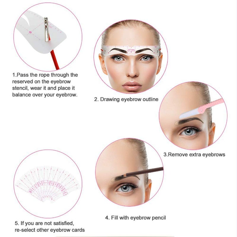 Linkinghome Eyebrow Stencil, 24 Eyebrow Shaper Kit, Reusable Eyebrow Template With Strap, 3 Minutes Makeup, Suitable for 98% - Image 4