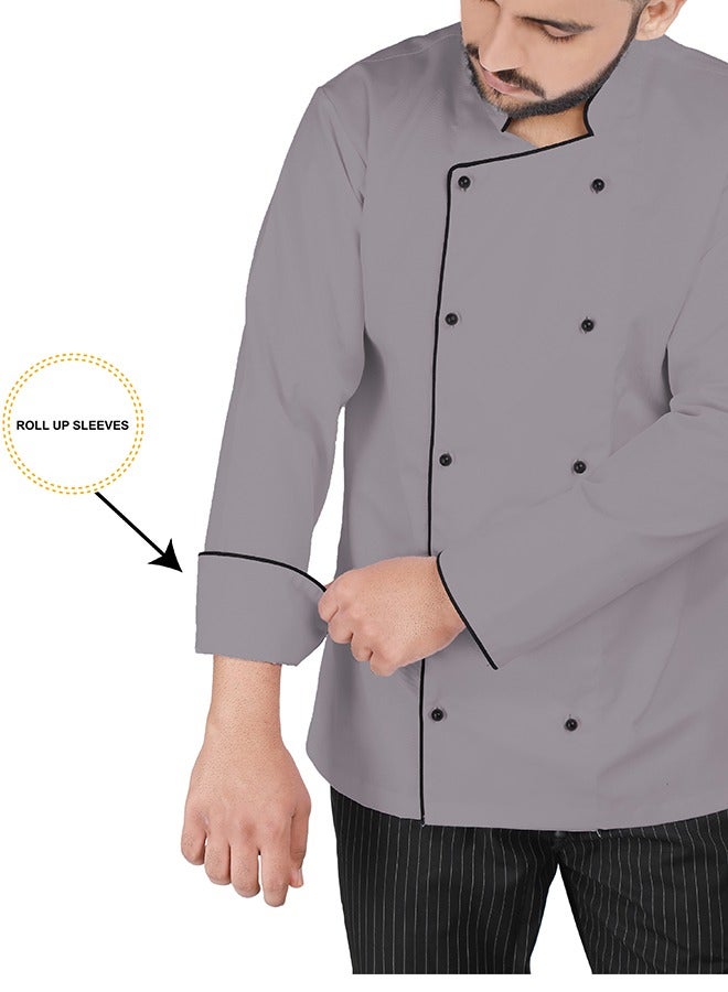 يانيك معطف سترة الشيف بأزرار لؤلؤية سوداء، قطن مسامي، قابل للغسل والارتداء، متين - Image 3