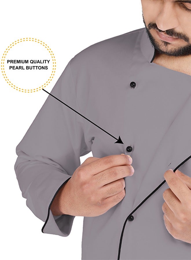 يانيك معطف سترة الشيف بأزرار لؤلؤية سوداء، قطن مسامي، قابل للغسل والارتداء، متين - Image 4