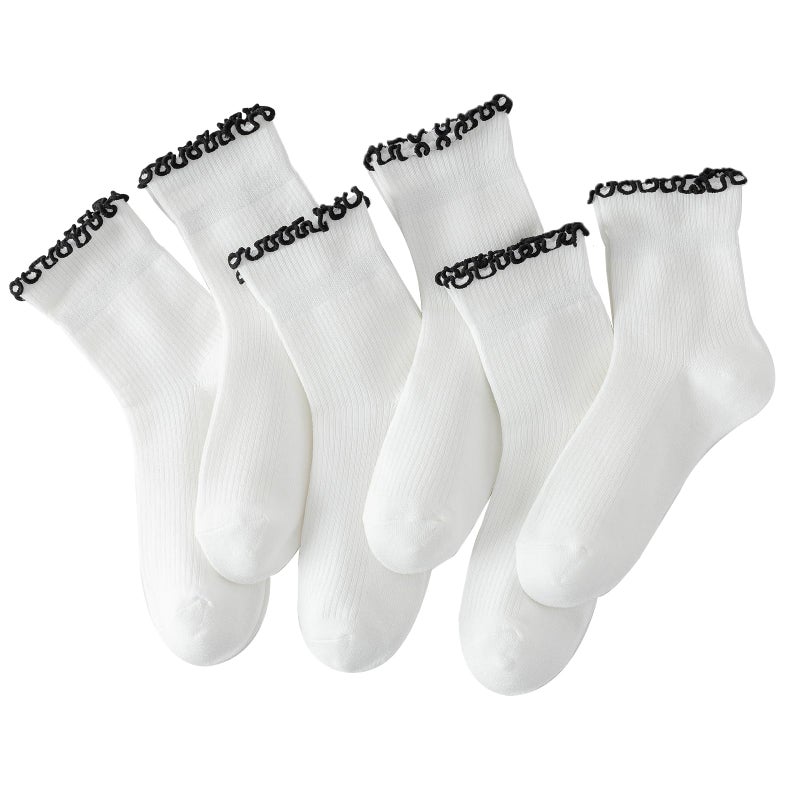 Hstyle 6 Pairs of Ruffle Socks Women, Cute Ruffle Ankle Socks - Image 1