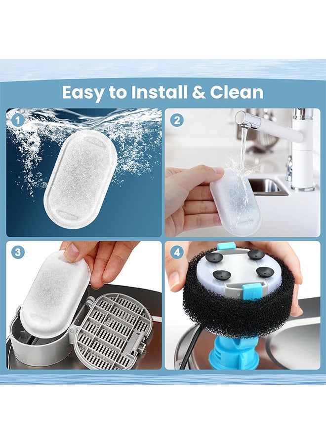Cat Water Fountain Filter Replacement, 8 Pcs Pet Water Fountain Filters with 8 Pcs Sponges Foam for 67oz/2L & 108oz/3.2L Stainless Steel Automatic Cat Water Fountain Dispenser Filters - Image 5