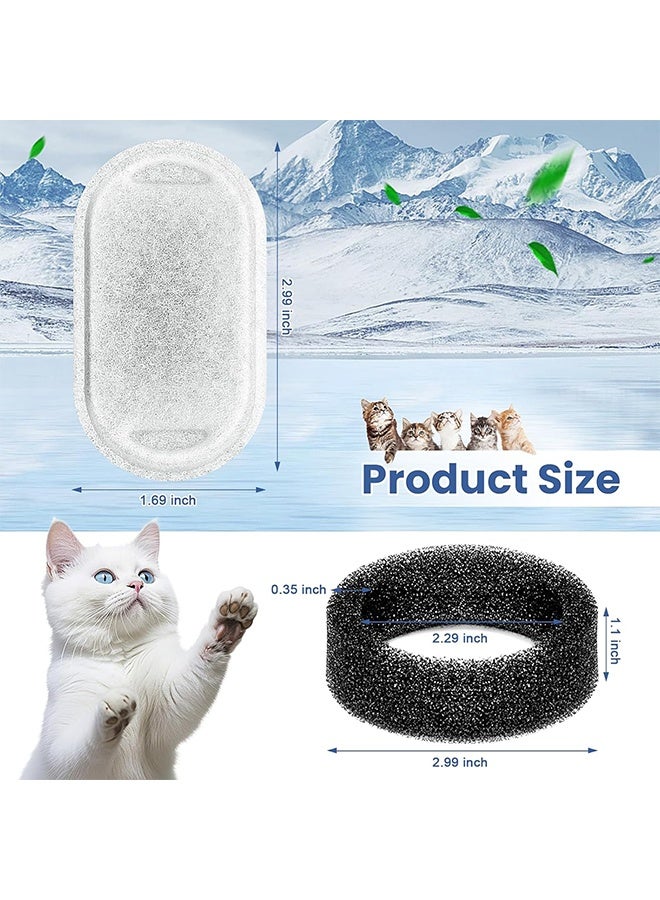 Cat Water Fountain Filter Replacement, 8 Pcs Pet Water Fountain Filters with 8 Pcs Sponges Foam for 67oz/2L & 108oz/3.2L Stainless Steel Automatic Cat Water Fountain Dispenser Filters - Image 2