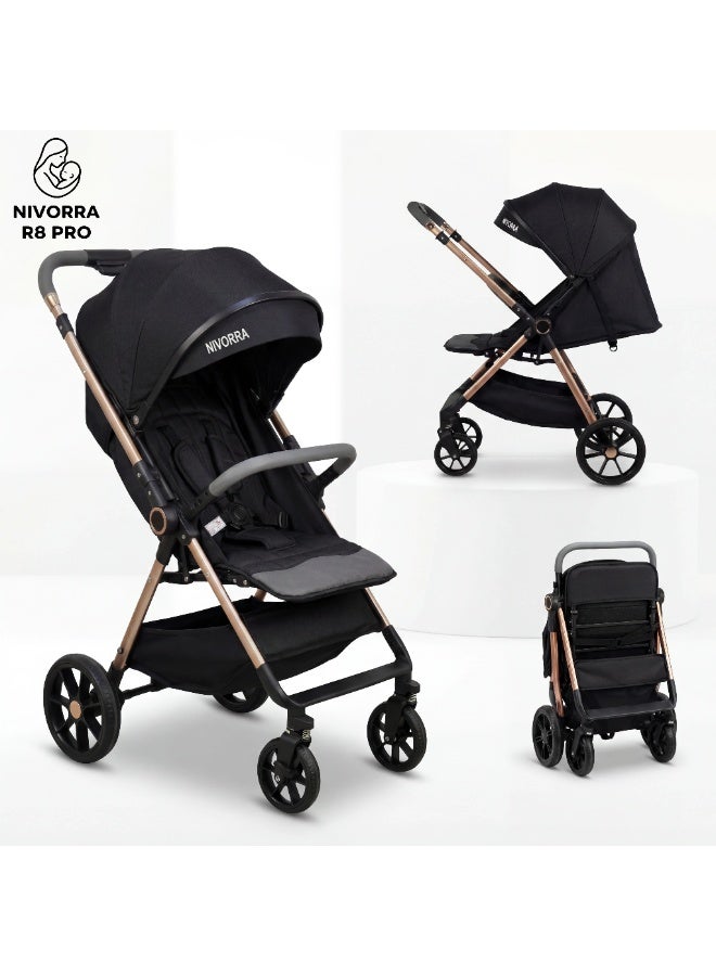 Nivorra Lightweight Travel Stroller with Reversible Handle, Easy Compact Fold, Full Recline Bed Position, and Shock-Absorbing Wheels - Image 1