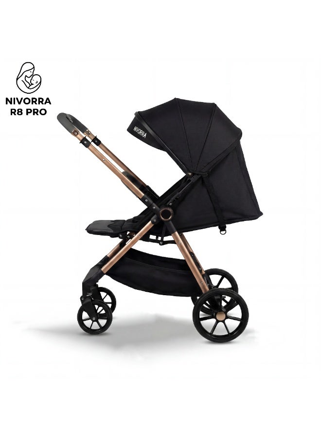 Nivorra Lightweight Travel Stroller with Reversible Handle, Easy Compact Fold, Full Recline Bed Position, and Shock-Absorbing Wheels - Image 5