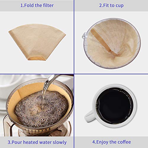 Sanwior Cone Coffee Filters #4, Coffee Filters 4 Cone Paper Unbleached, Number 4 Coffee Filter 8-12 Cup, Size 4 Paper Filter, Compatible with Ninja Coffee Maker and Cuisinart Coffee Maker, 100 Count - Image 4