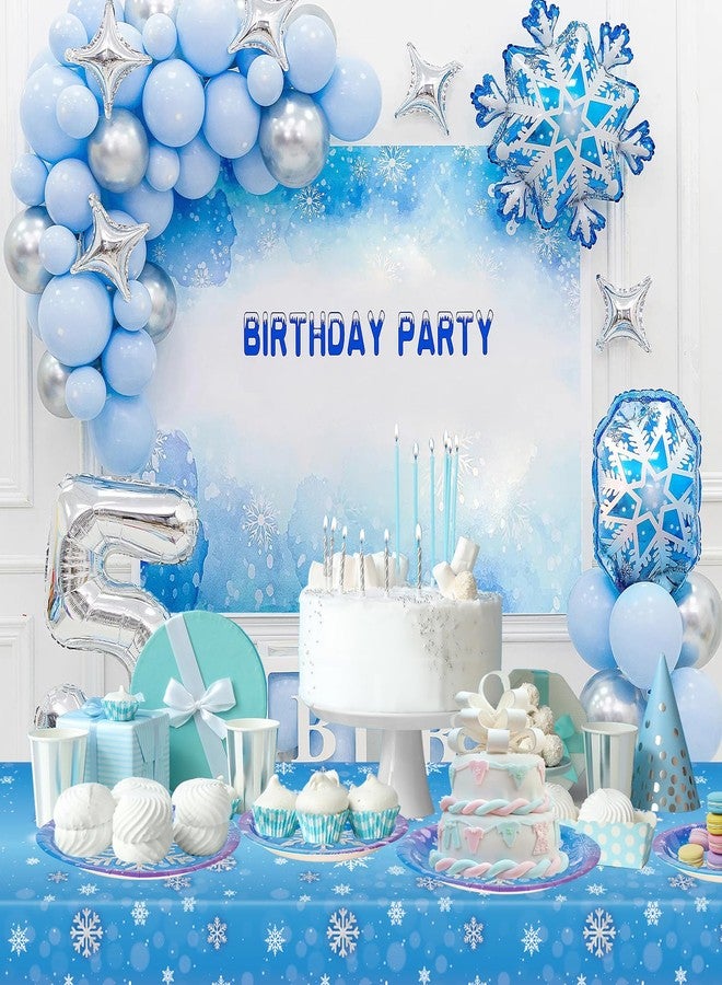 PERFQU 48 Pack Winter Snowflake Plates, Frozen Themed Round Paper Plates Serve 24 Guests, Wonderland Snowflakes Heavy Duty Plate for Winter Christmas Party Decorations and Frozen Birthday Party Supplies - Image 2