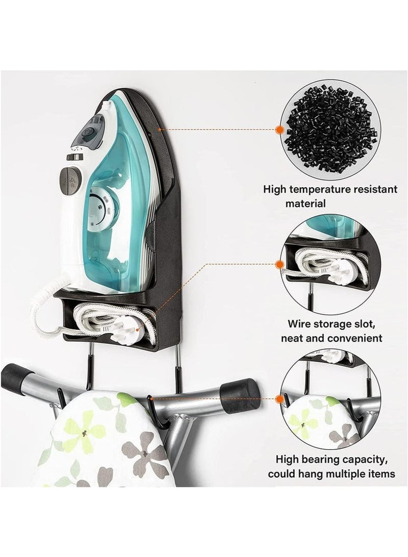 Arabest Ironing Board Hanger Ironing Board Wall Mount, Ironing Board Hanger Wall Mounted with Heat Resistant Iron Stand and Hooks, Home Bathroom Ironing Board Rack - Image 4