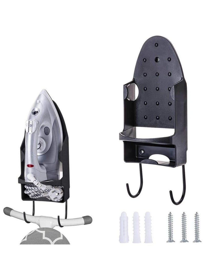 Arabest Ironing Board Hanger Ironing Board Wall Mount, Ironing Board Hanger Wall Mounted with Heat Resistant Iron Stand and Hooks, Home Bathroom Ironing Board Rack - Image 1