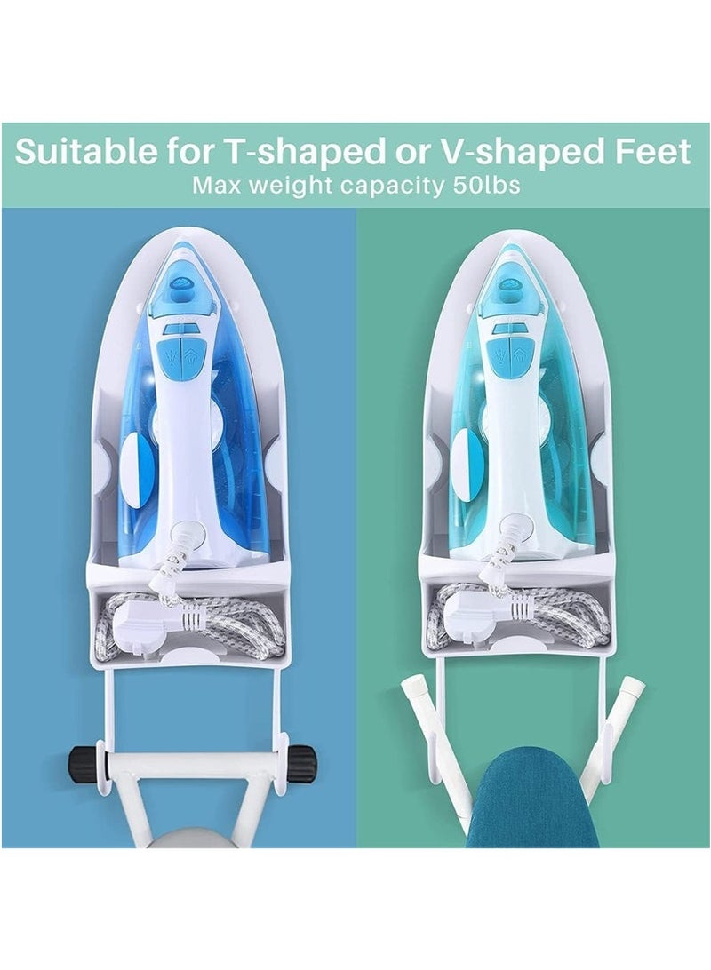 Arabest Ironing Board Hanger Ironing Board Wall Mount, Ironing Board Hanger Wall Mounted with Heat Resistant Iron Stand and Hooks, Home Bathroom Ironing Board Rack - Image 5