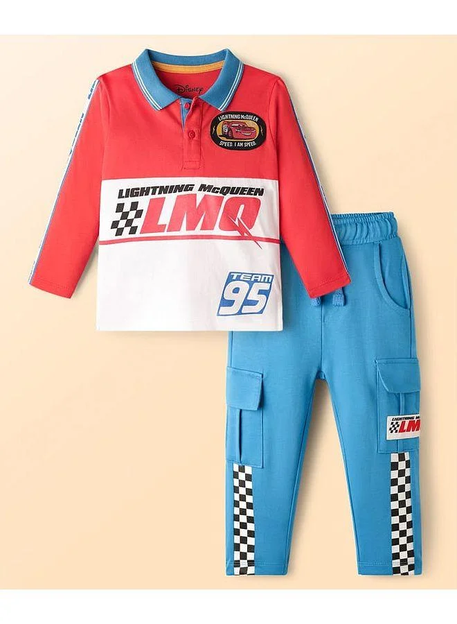 Babyhug Disney Babyhug Disney Single Jersey Knit Top & Lounge Pants Set with Cars Graphic - Red & Blue