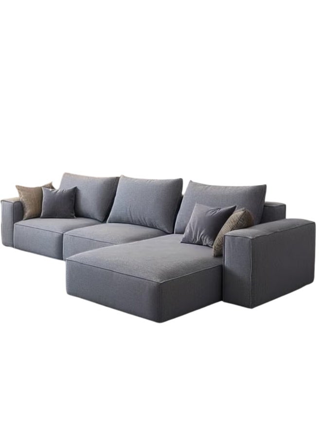 Al Zakharef Furniture Rabeena L-Shape Linen Fabric Corner Sofa Set – Luxury Sectional Couch for Living Room with Strong Wood Frame & Free Pillows – Modern L-Shape Sofa Color Grey- Left Side - Image 3