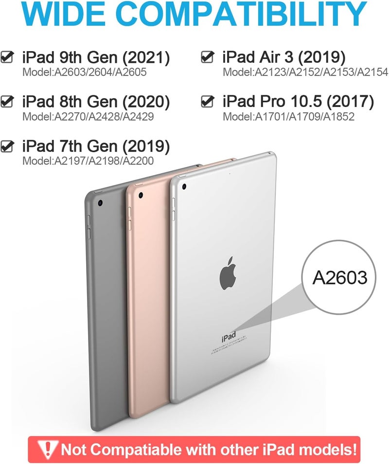 APHBZGE Case Compatible with iPad 9/8/7th Generation 10.2’’2019/2018/2017,Case for iPad 10.2 inch, Shockproof Hard Shell Clear Cover with Pencil Holder,Tablet cover for iPad 10.2‘‘ with Auto Wake/Sleep,Black - Image 2