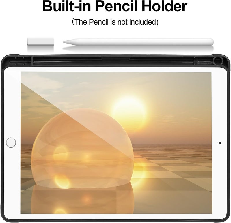 APHBZGE Case Compatible with iPad 9/8/7th Generation 10.2’’2019/2018/2017,Case for iPad 10.2 inch, Shockproof Hard Shell Clear Cover with Pencil Holder,Tablet cover for iPad 10.2‘‘ with Auto Wake/Sleep,Black - Image 5