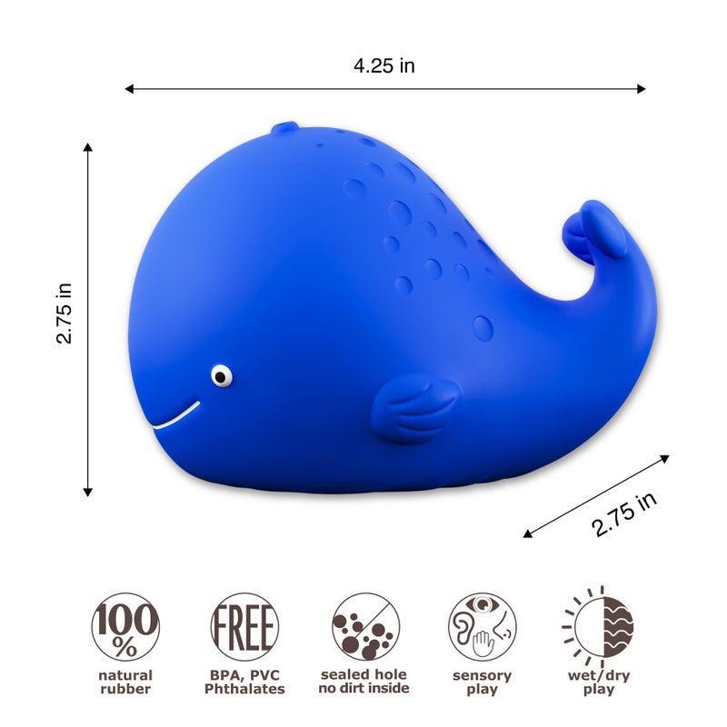 caaocho Pure Natural Rubber Bath Toy - Kala The Whale Baby Toy - Hole Free, BPA Free Bath Toys for Infants, Without Holes Sealed Natural Rubber - Image 3