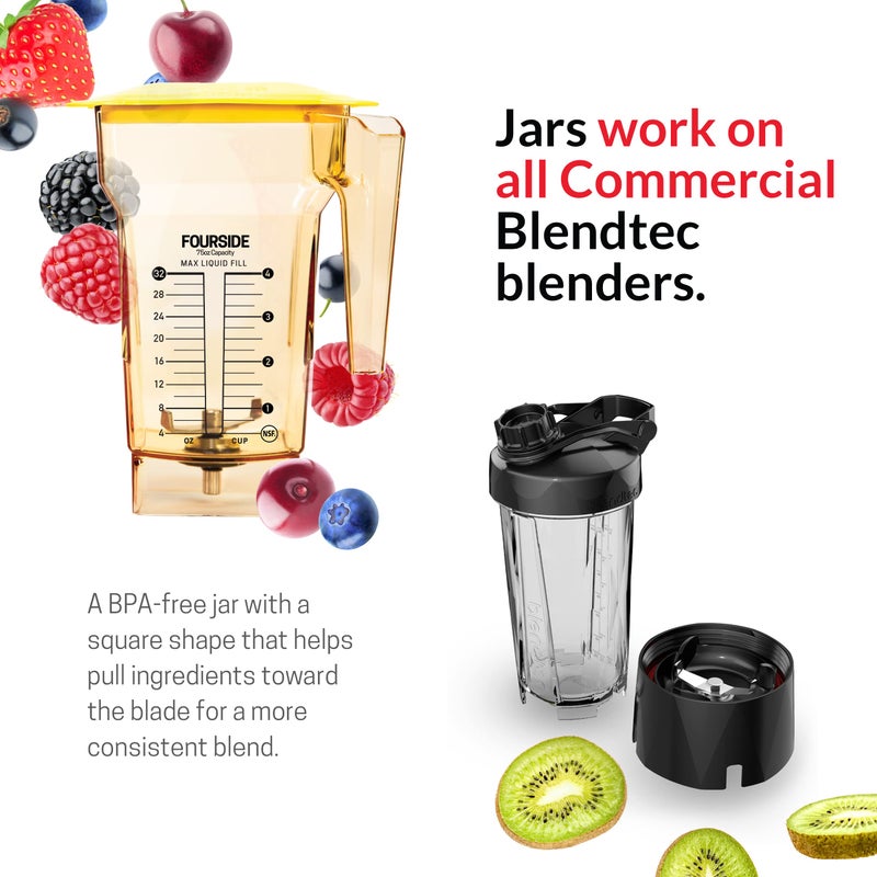 Blendtec Blendtec 75 oz FourSide Commercial Jar - Four-Sided Replacement Blender Jar - Compatible with Most Blendtec Blenders - 32 oz Blending Capacity - Yellow  - Image 3