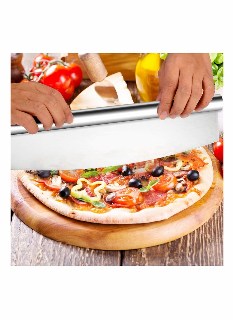 Y&D Pizza Cutter, Rocker Slicer with Protective Cover 14 Inch, Chopper Accessories Set of Sharp Blade, Premium Stainless Steel Knife Tools for Kitchen (14 Inches)  - Image 4