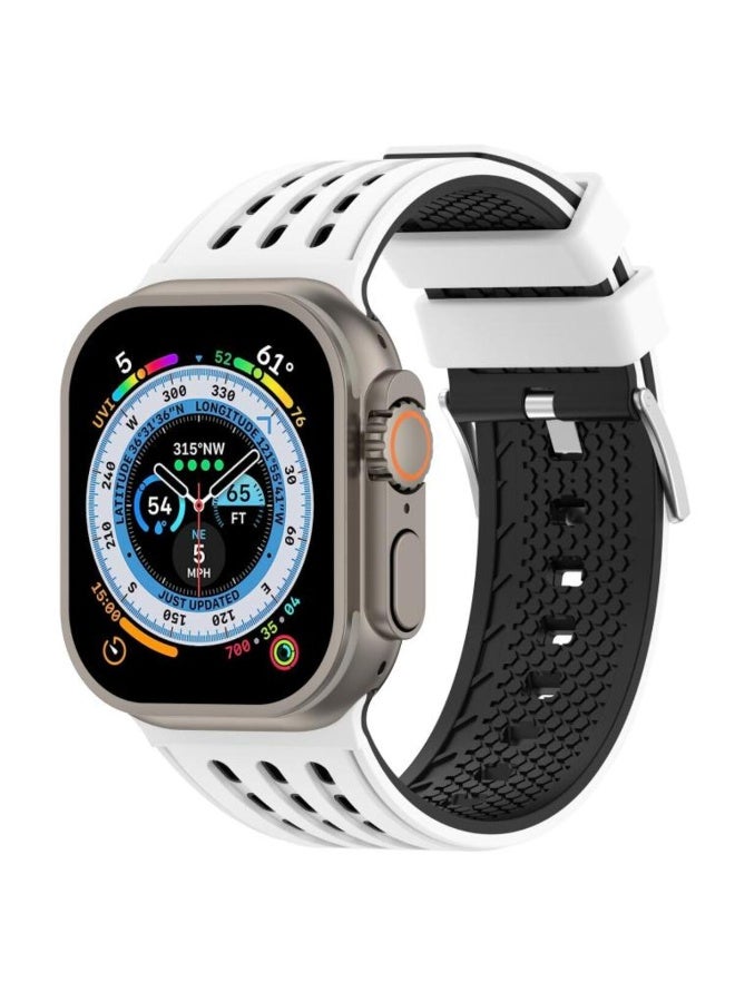 أكاليكس سوار سيليكون ثنائي اللون متوافق مع ساعات أبل ألترا 3 | 2 | 1 للرجال والنساء متوافق مع مقاسات 49 مم / 45 مم / 44 مم / 42 مم. سوار رياضي ناعم مقاوم للماء بفتحات عمودية، متوافق مع ساعات أبل من السلسلة 11 / 10 / 9 / 8 / 7 / 6 / 5 / 4 / 3 / 2 / 1 - Image 1