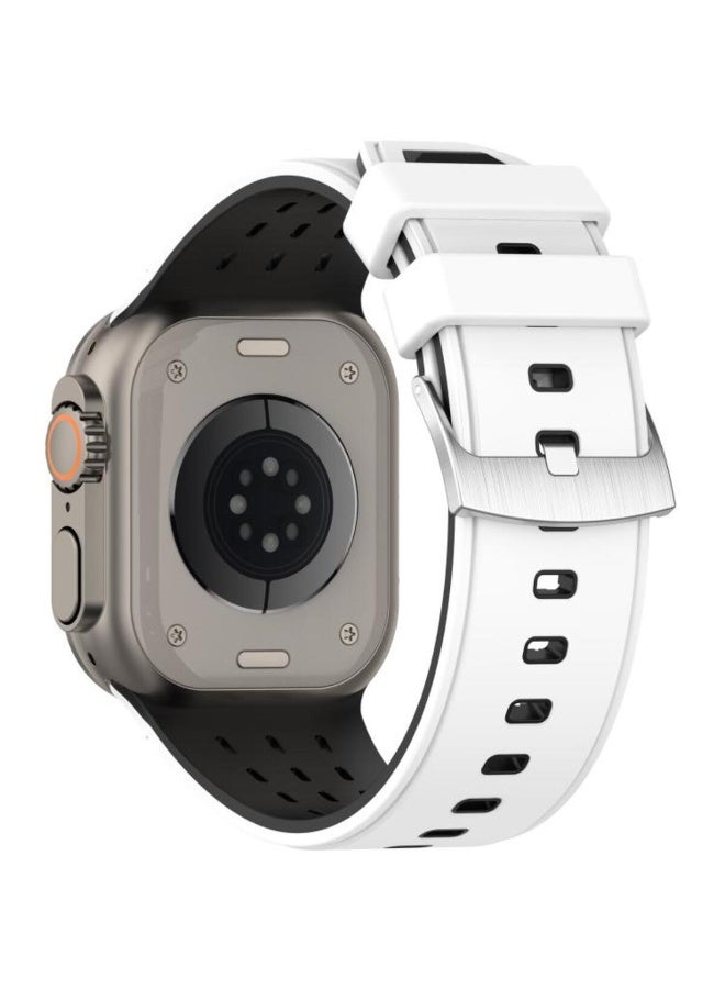 أكاليكس سوار سيليكون ثنائي اللون متوافق مع ساعات أبل ألترا 3 | 2 | 1 للرجال والنساء متوافق مع مقاسات 49 مم / 45 مم / 44 مم / 42 مم. سوار رياضي ناعم مقاوم للماء بفتحات عمودية، متوافق مع ساعات أبل من السلسلة 11 / 10 / 9 / 8 / 7 / 6 / 5 / 4 / 3 / 2 / 1 - Image 2