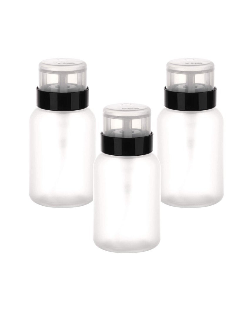 Bluejw Pump Bottle, 3 Pcs Dispensers Push Down Bottles Travel Size, Lock Bottle Refillable Dispenser Makeup Vials Press Pot for Alcohol, Acetone, Nail Polish and Remover, Toner Lotions, 200ml - Image 1