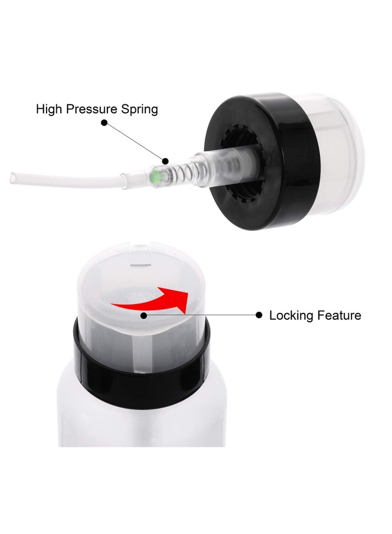 Bluejw Pump Bottle, 3 Pcs Dispensers Push Down Bottles Travel Size, Lock Bottle Refillable Dispenser Makeup Vials Press Pot for Alcohol, Acetone, Nail Polish and Remover, Toner Lotions, 200ml - Image 3