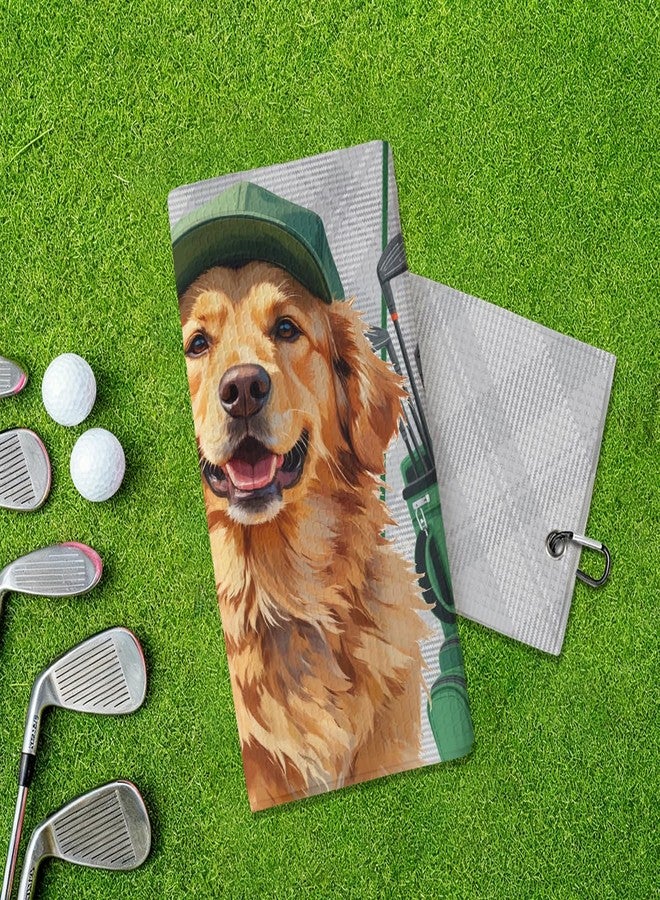 BQXH Golden Retriever Golf Towel 16x24 Inch, Dog Gifts Waffle Weave Decorative Golf Towel with Clip, Golfclub Gifts for Men Women Birthday Gift for Husband Dad Golfball Fan Retirement Present - Image 5