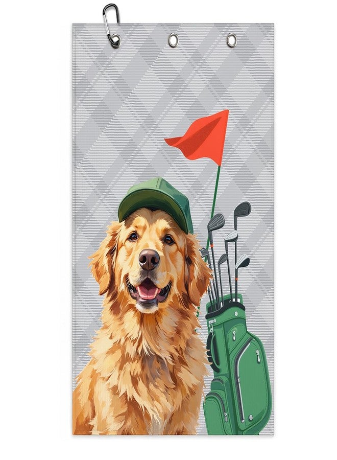 BQXH Golden Retriever Golf Towel 16x24 Inch, Dog Gifts Waffle Weave Decorative Golf Towel with Clip, Golfclub Gifts for Men Women Birthday Gift for Husband Dad Golfball Fan Retirement Present - Image 1