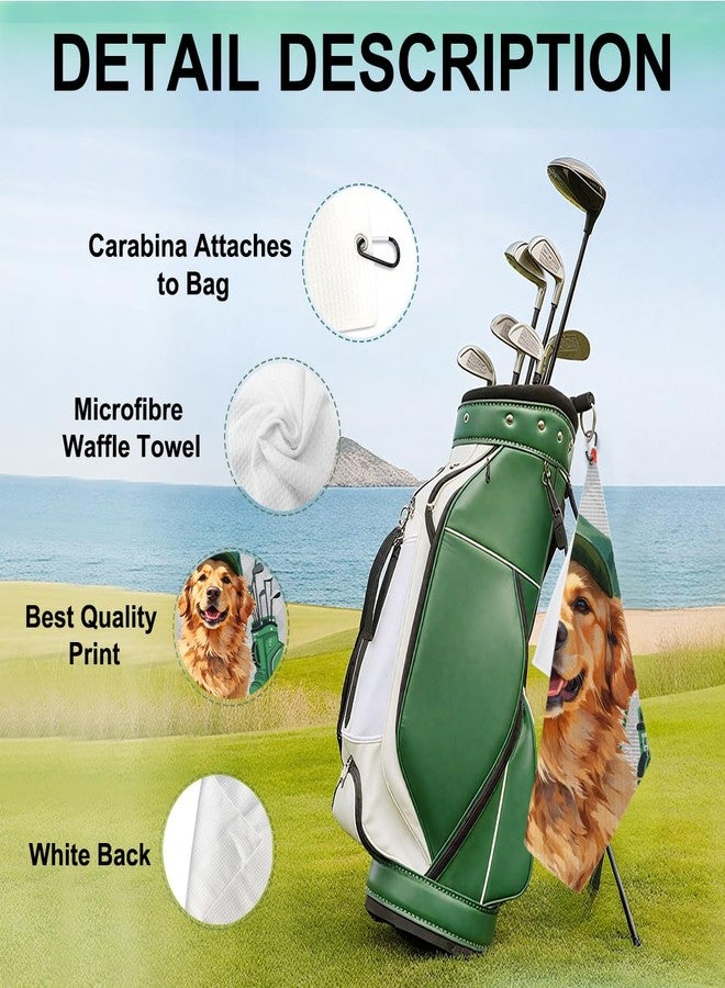BQXH Golden Retriever Golf Towel 16x24 Inch, Dog Gifts Waffle Weave Decorative Golf Towel with Clip, Golfclub Gifts for Men Women Birthday Gift for Husband Dad Golfball Fan Retirement Present - Image 3