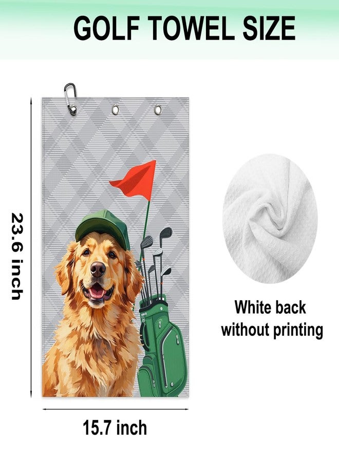 BQXH Golden Retriever Golf Towel 16x24 Inch, Dog Gifts Waffle Weave Decorative Golf Towel with Clip, Golfclub Gifts for Men Women Birthday Gift for Husband Dad Golfball Fan Retirement Present - Image 2
