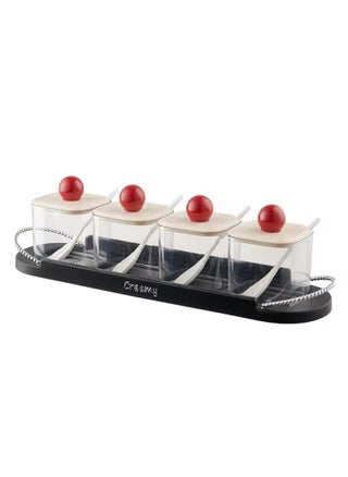 NEMINATH MART Transparent Spice Organizer Set with Lid and Spoons Set of 4 Pickle Orgnaiser with Tray Condiment Storage Containers for Kitchen Modern DesignEasy to CleanSpaceSaving Set of 4 - pzsku/Z149527E4173347125505Z/45/1748265537/19ed4c3e-6410-4eff-9f01-cff1bd4cae33
