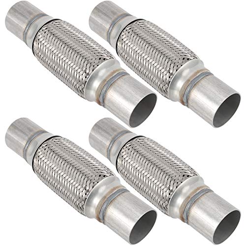 ZEONHAK 4 Pack 2 x 6 Inches Stainless Steel Heavy Duty Exhaust Flex Pipe, Double Braid Exhaust Flex Tube, Overall Length 10 Inches - Image 1