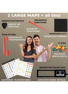 OVANTO Scratch Off World Map & Us Map-Durable 17X24” United States Map & World Travel Map With Pins & Accessory Set-Easy To Scratch Off Maps With Colored Details In Name-Tagged Gift Box For Travelers  - Image 1