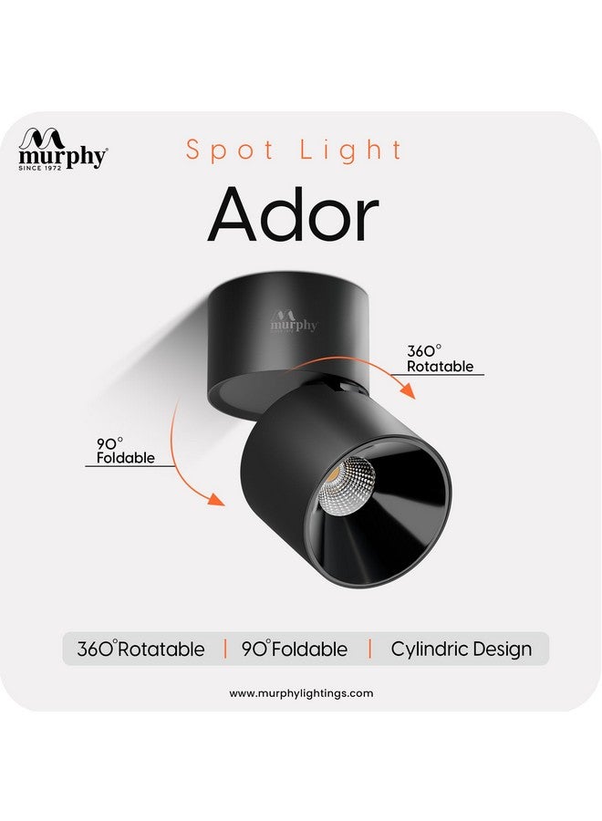 Murphy 12W Black Body Reflective Black Finish 360 Degree Adjustable LED Surface COB Light - Wall/Ceiling Mountable : Warm White, Pack of 8 - Image 2