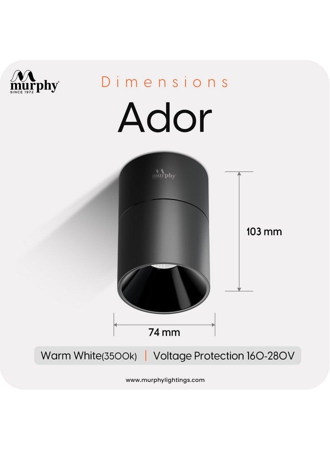 Murphy 12W Black Body Reflective Black Finish 360 Degree Adjustable LED Surface COB Light - Wall/Ceiling Mountable : Warm White, Pack of 8 - Image 4