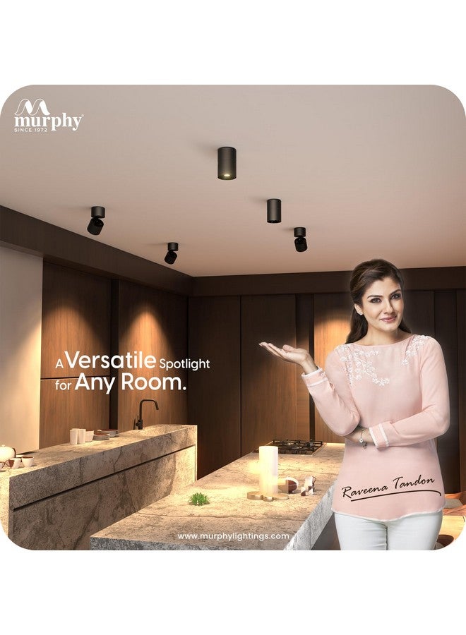 Murphy 12W Black Body Reflective Black Finish 360 Degree Adjustable LED Surface COB Light - Wall/Ceiling Mountable : Warm White, Pack of 8 - Image 5